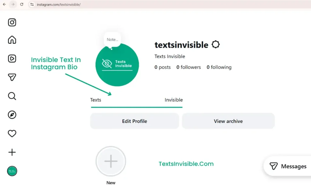 Invisible Text in Instagram Bio and Username